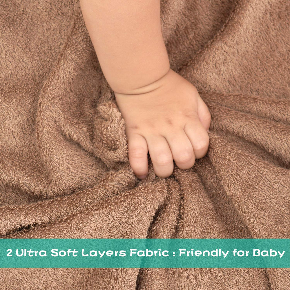 Touchat hooded towel 35.1-inch square for long-lasting toddler use.