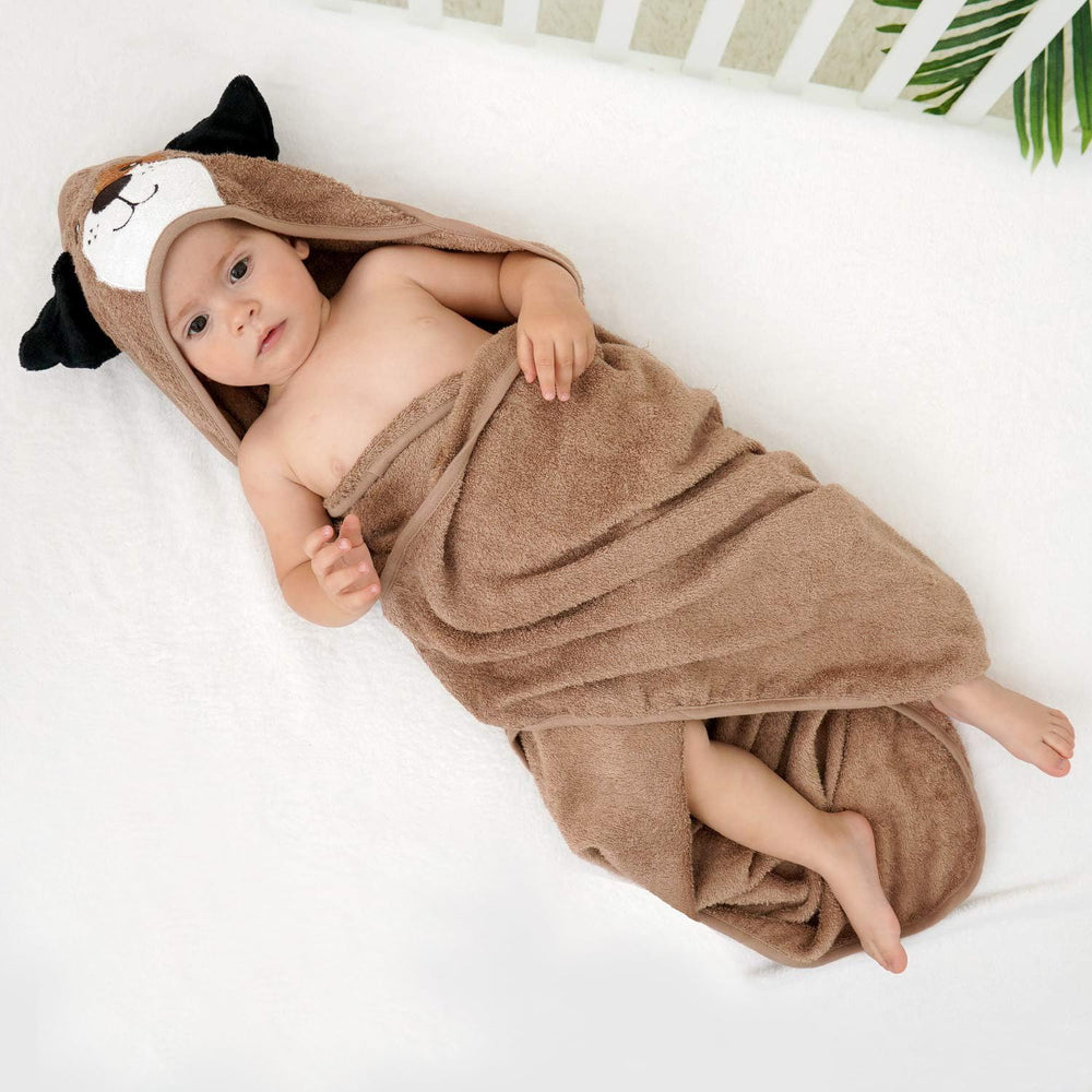 Touchat hooded baby towel dinosaur design offers cute coverage for bath routines.