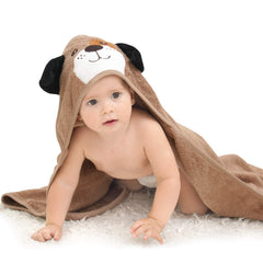 Touchat hooded baby towel puppy design provides soft, quick-drying post-bath comfort.