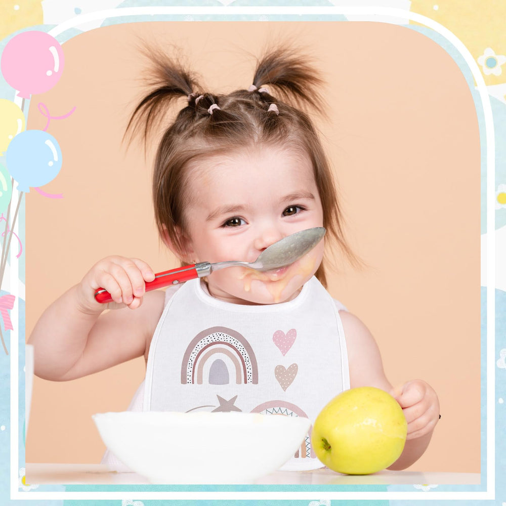 Toulite absorbent cotton polyester bib keeps clothing clean.