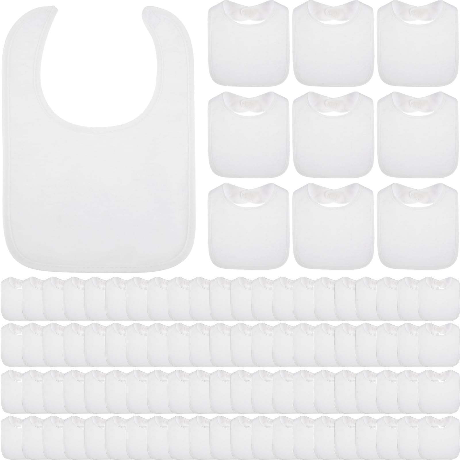 Toulite white bibs 20-pcs full set for mess-free mealtimes.