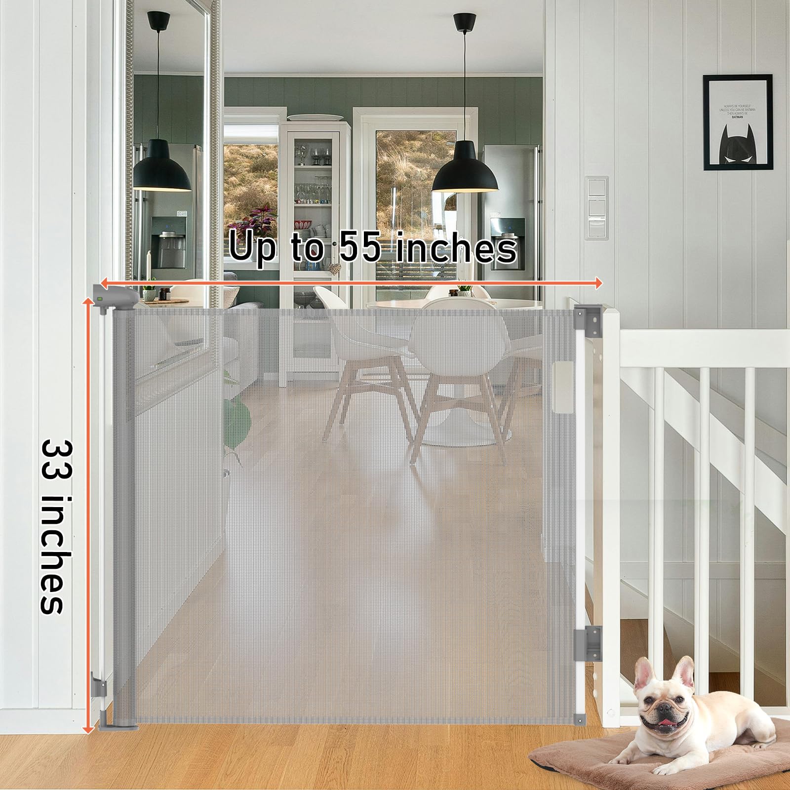 Toumoly outdoor-ready retractable mesh safety gate extending for wide openings