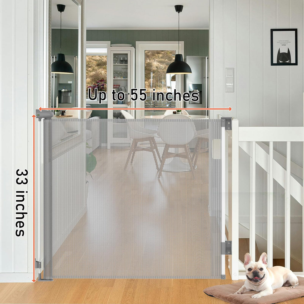 Toumoly outdoor-ready retractable mesh safety gate extending for wide openings