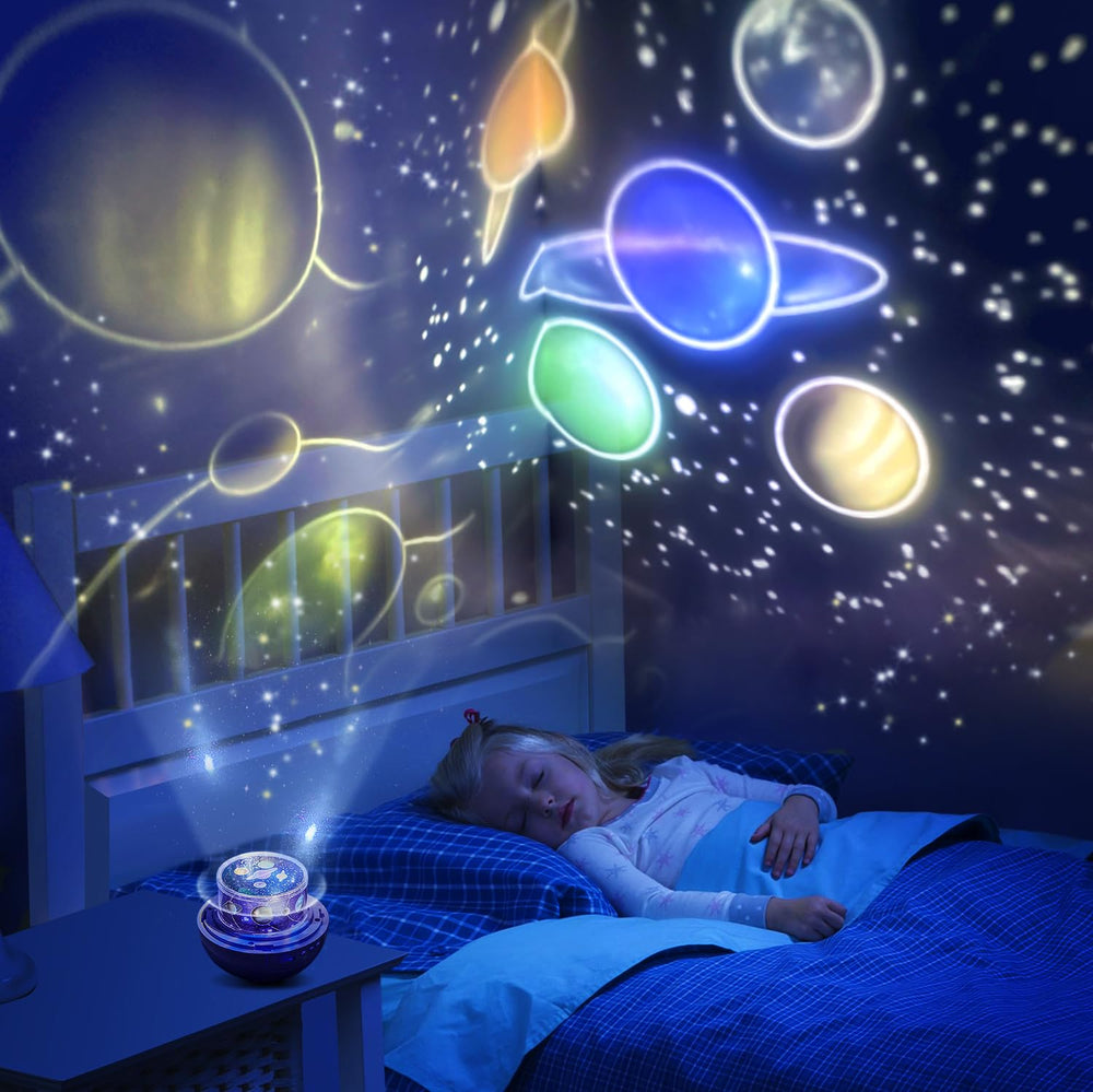 TOURACE Projector with 6 transparencies shows planets, moon, and holidays