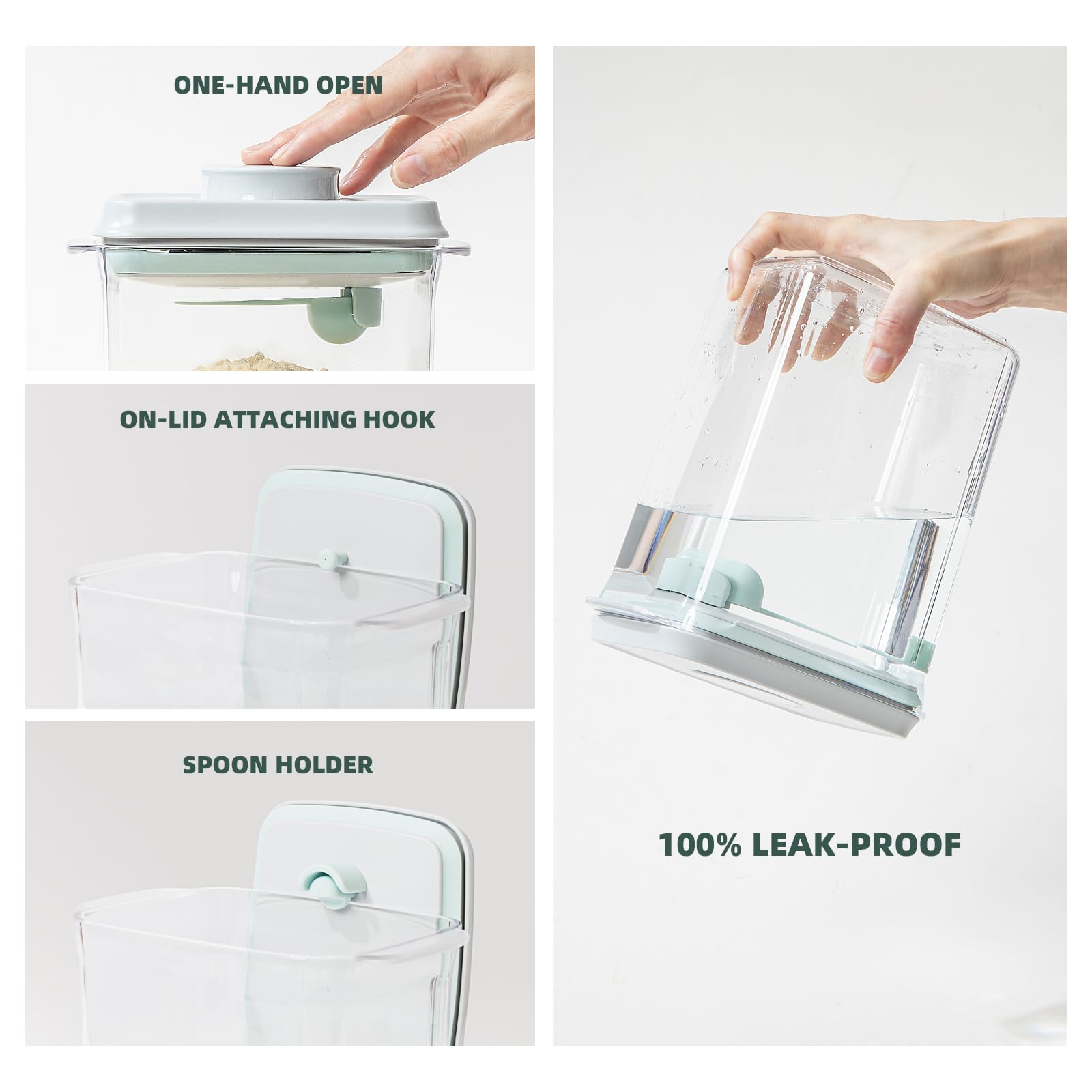 Tourdeus baby milk container featuring replaceable spoon holder for mess-free feeding.