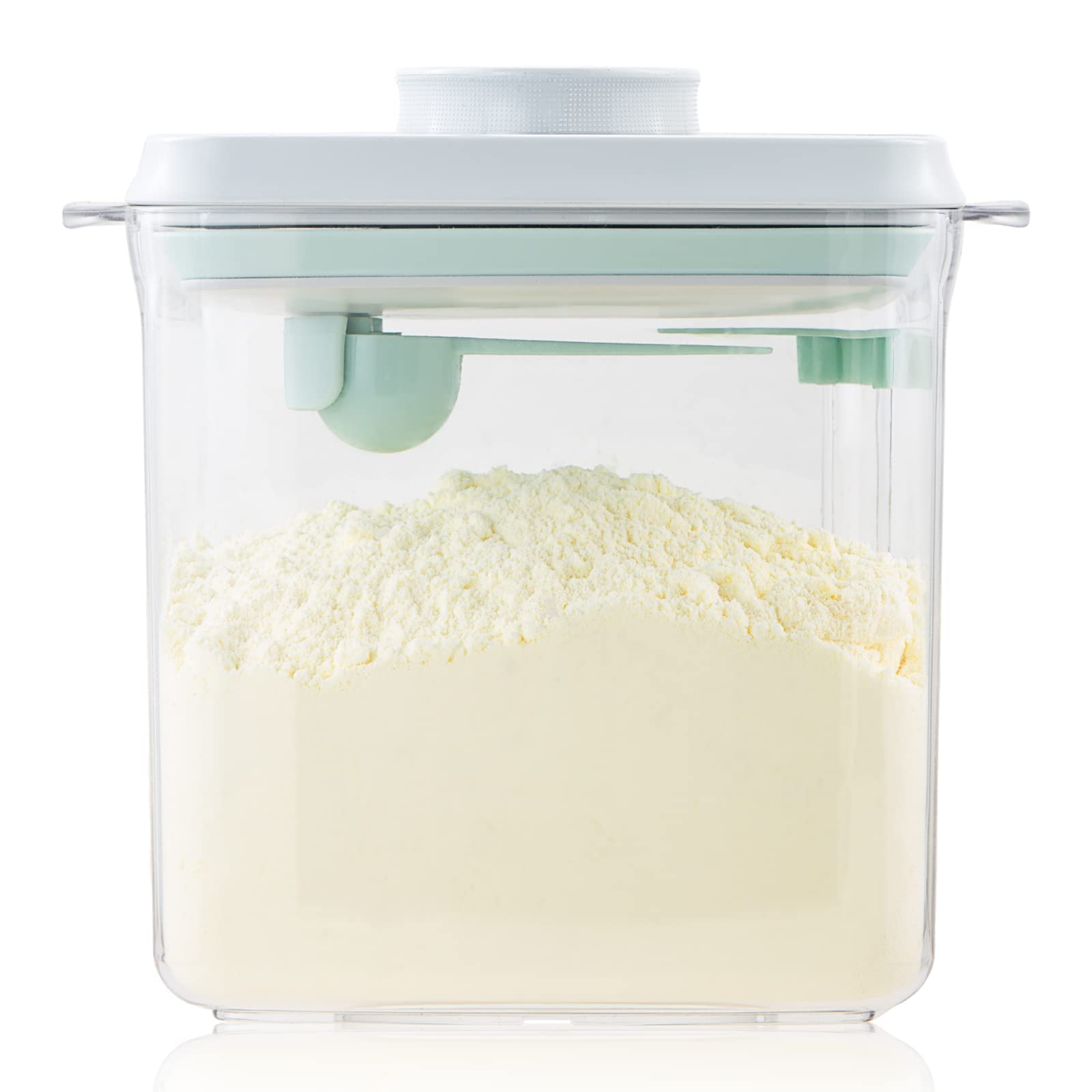 Tourdeus formula container with airtight lid keeps powder fresh on travel.