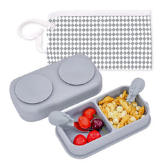TourKing travel suction plate set laid out for family dining on the go.