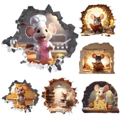ToutoDecal 3D mouse reading wall decal boosts a cozy reading nook.