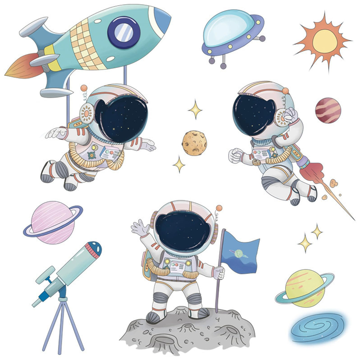 ToutoDecal kids astronaut rocket wall decal promotes imaginative play and space themed learning