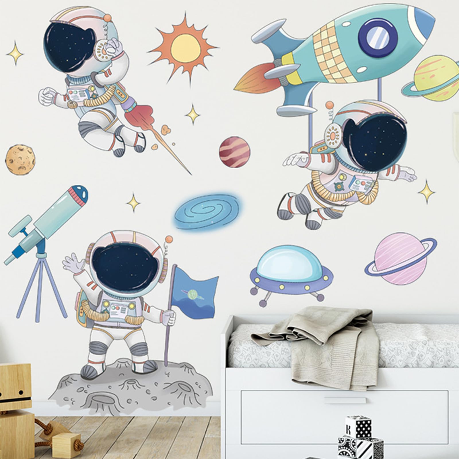 ToutoDecal kids astronaut stars wall decal brightens walls for a dreamy bedtime space