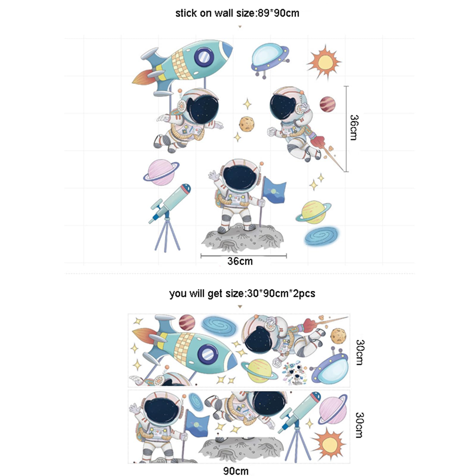 ToutoDecal kids astronaut telescope wall decal complements a learning corner and exploration
