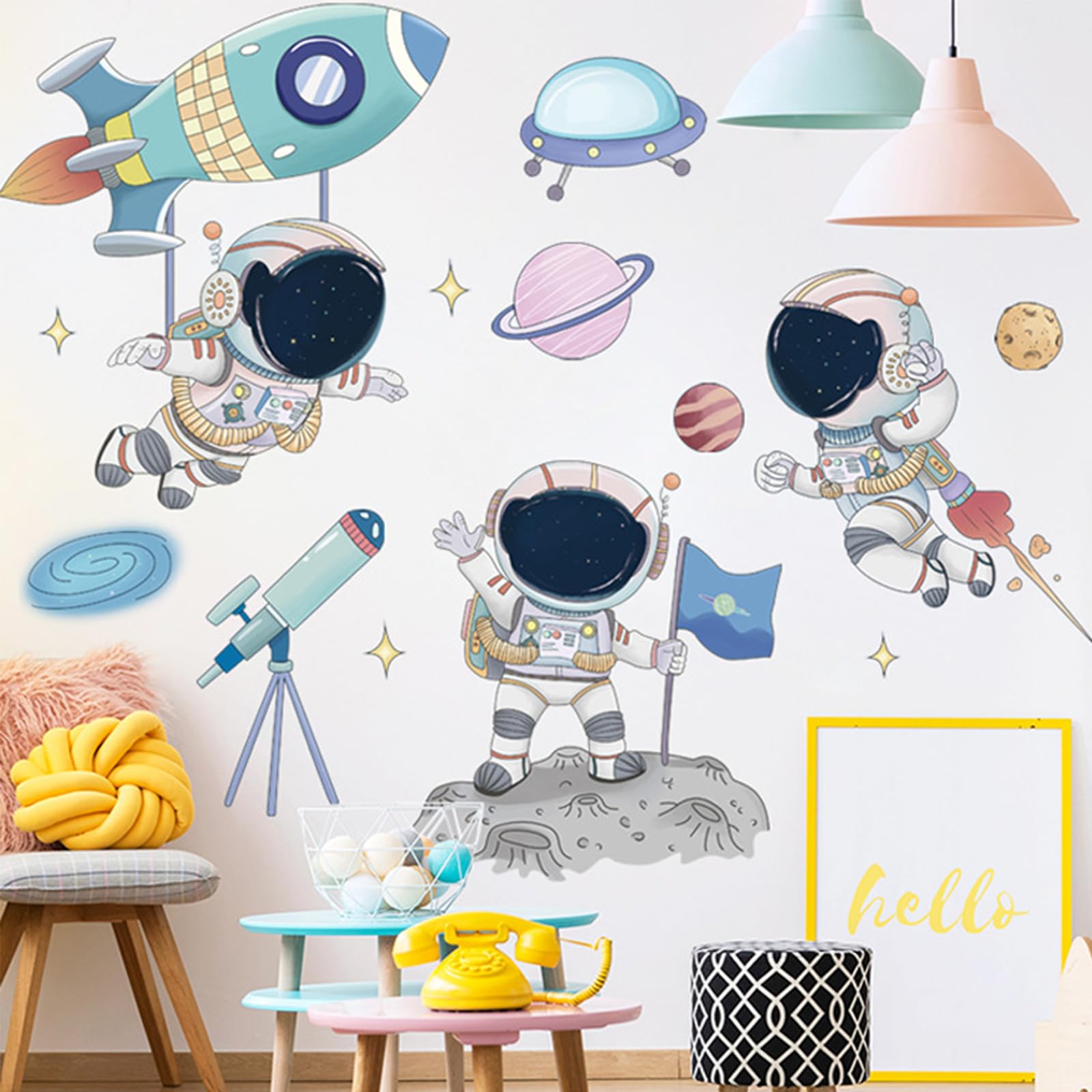 ToutoDecal kids astronaut UFO wall decal sparks curiosity and easy room updates