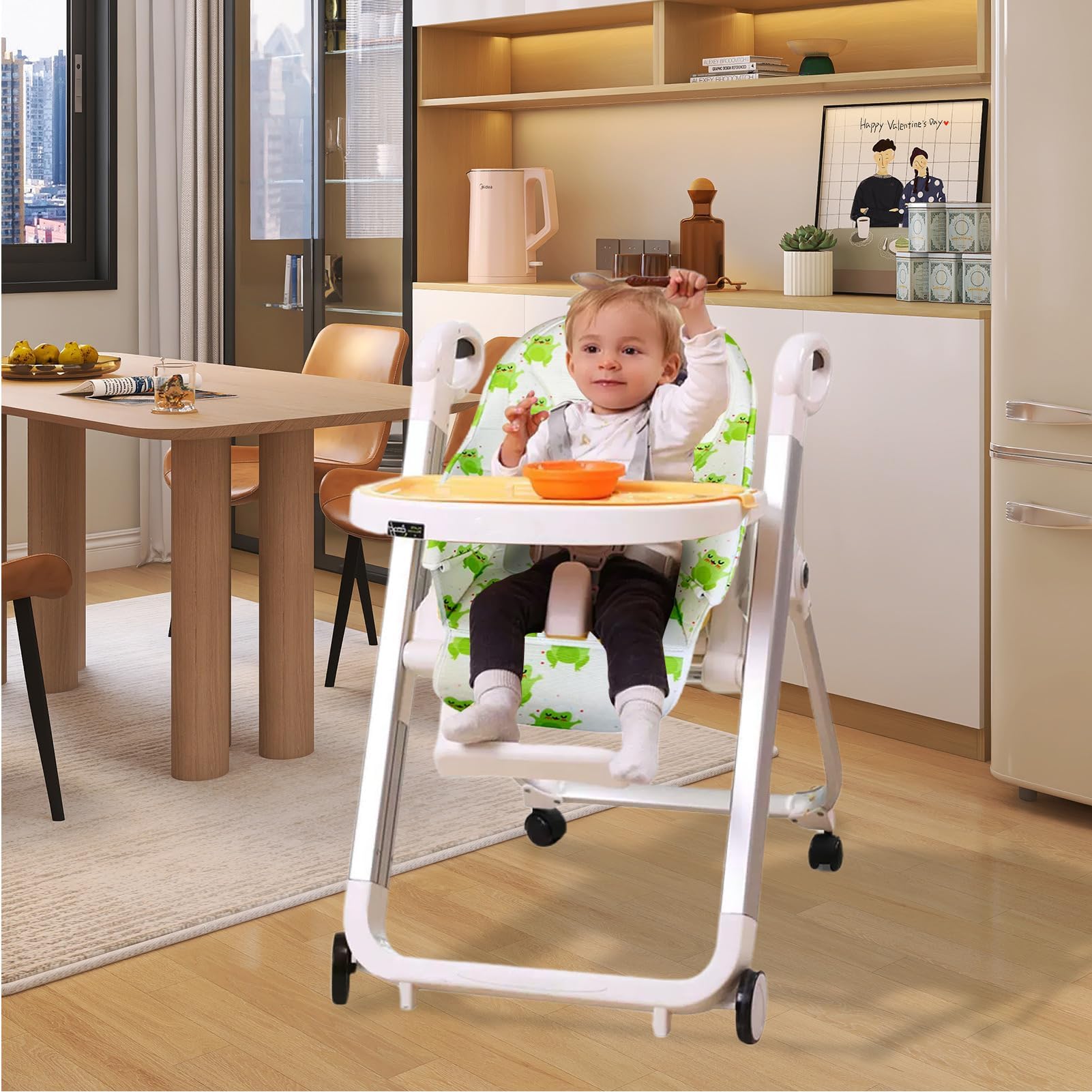 Toveival high chair cushion with secure straps for effortless attachment