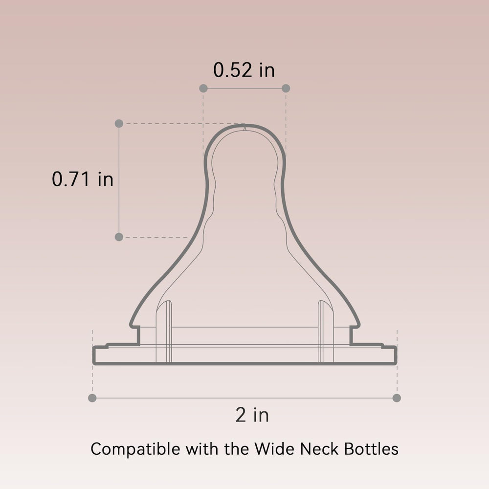 TOVVILD cross-cut nipple for wide-neck bottles promotes adjustable flow for thicker liquids.