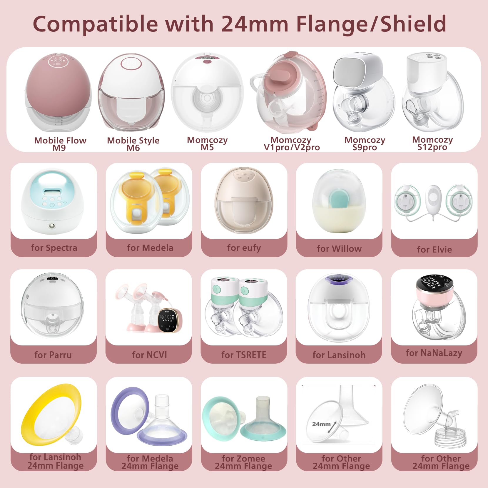 TOVVILD compatibility chart image shows broad device compatibility for various breast pumps