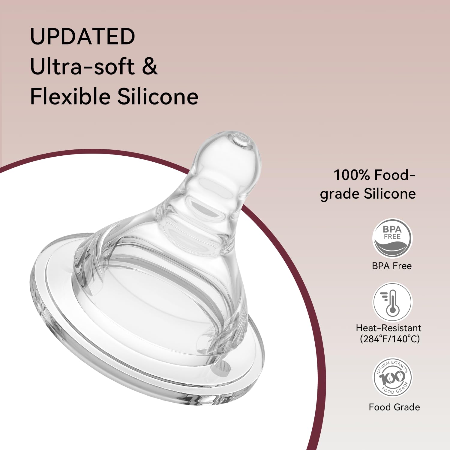 TOVVILD nipple five flow options slow to fast for growing babies.