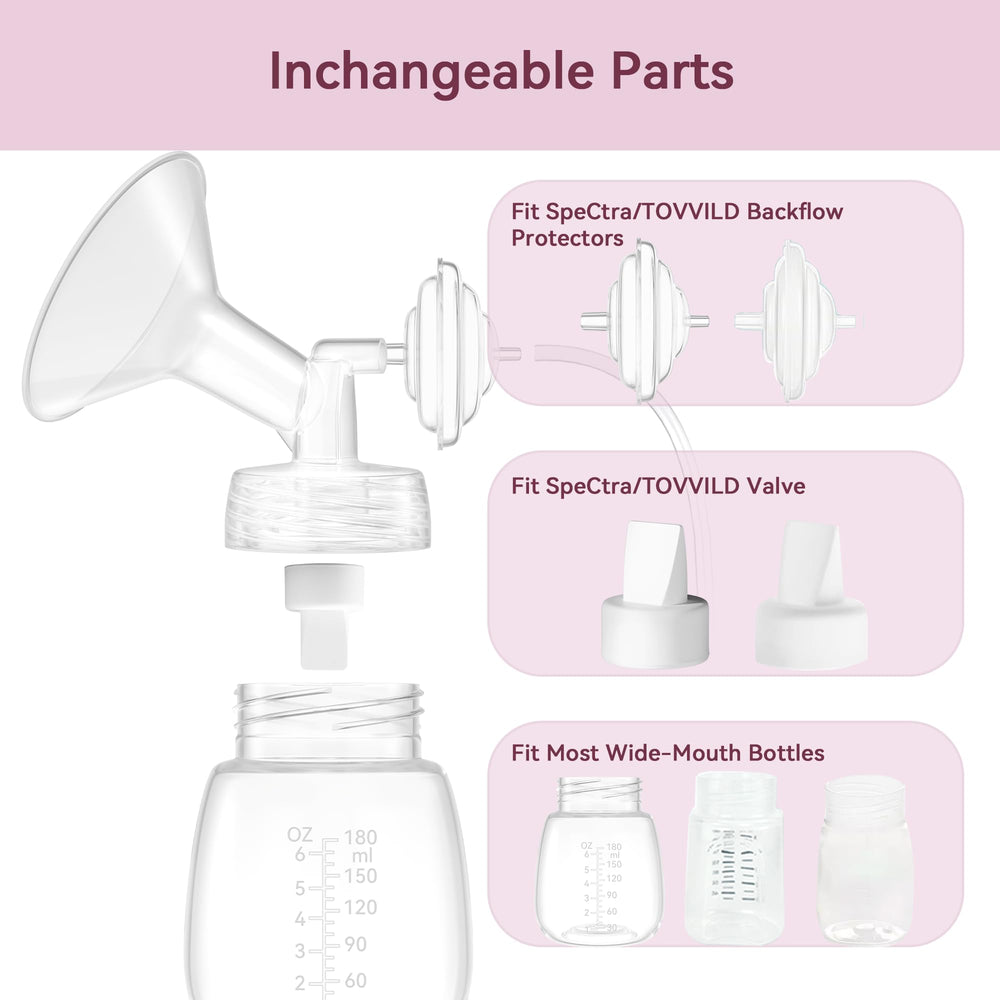 TOVVILD wide-mouth bottle adapter close-up enabling easy bottle compatibility.