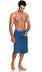 TowelSelections Mens Cotton Shower Wrap front pocket highlights convenient storage after bath