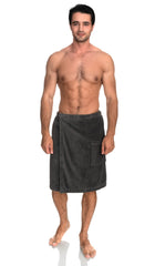 TowelSelections mens cotton shower wrap adjustable velour close-up highlighting plush absorbency for quick drying.