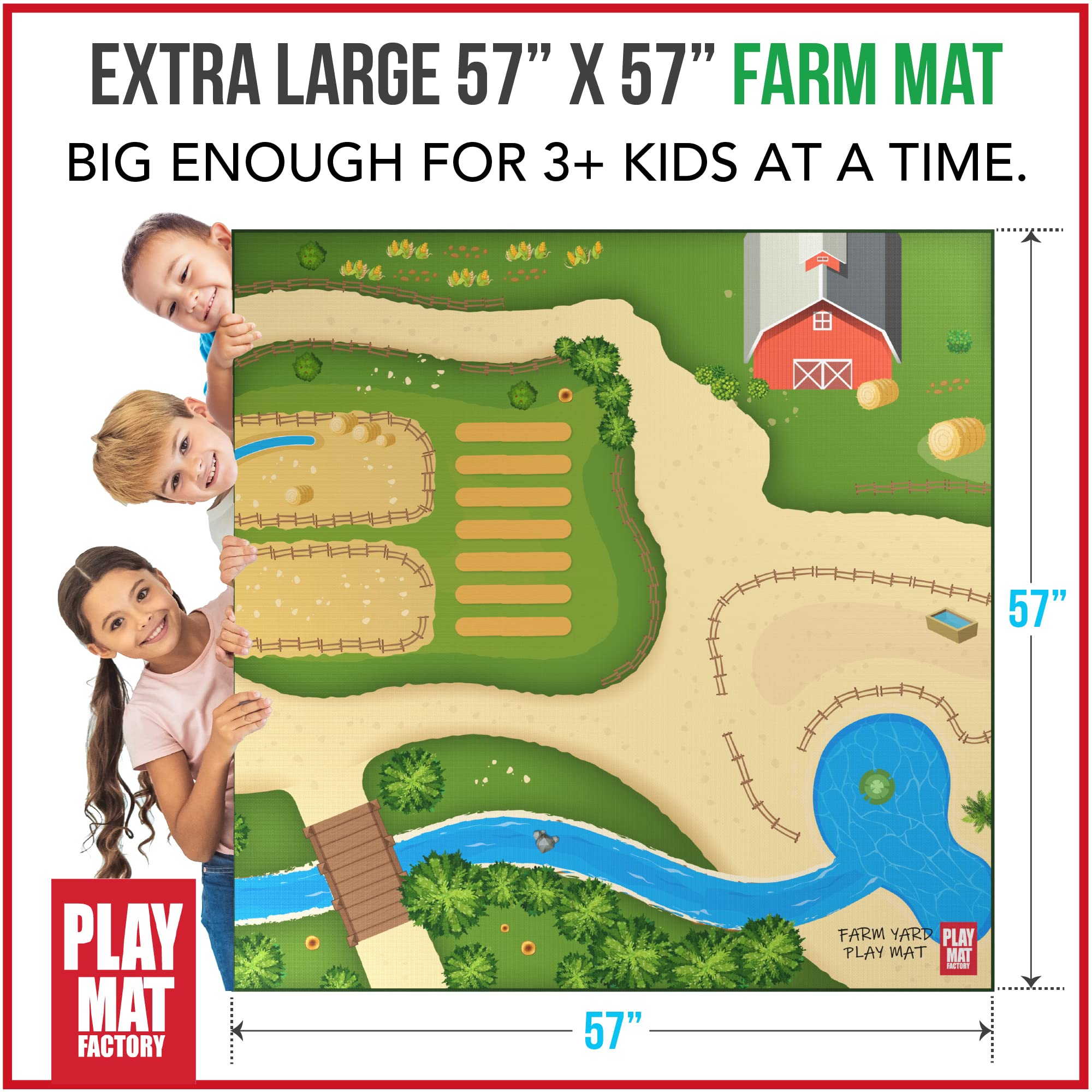 Toy Fish Factory 600D canvas farm play mat close-up showing durability