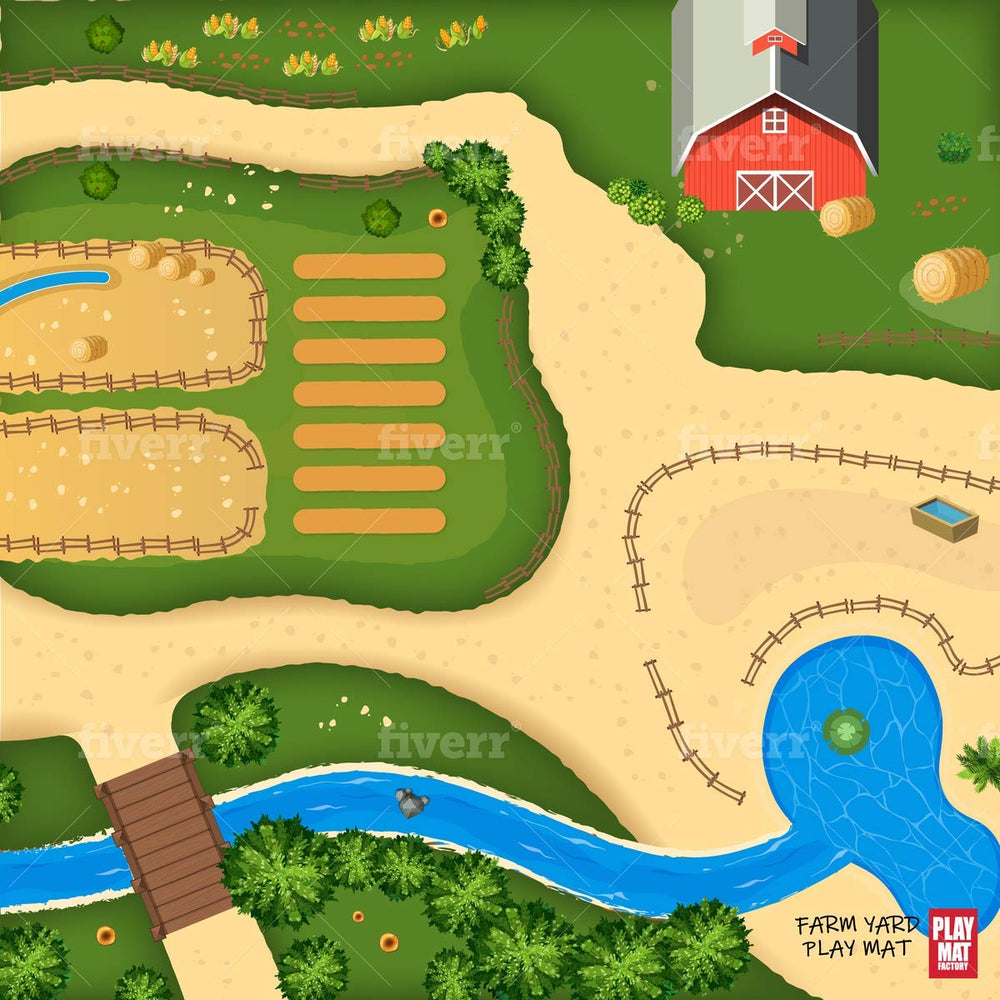 Toy Fish Factory Pig pen on mat illustrating realistic farm scenes for kids