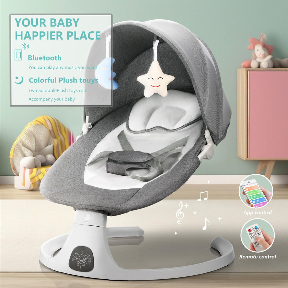 Toyanuo swing with Bluetooth control panel and touch screen for easy use.