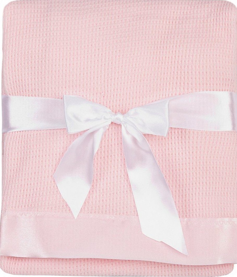 Toysdone thermal waffle weave blanket pink, folded for cozy warmth and easy storage.