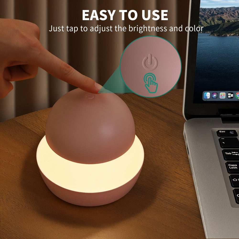Toyunia rechargeable LED night lamp operates cord-free for easy positioning.