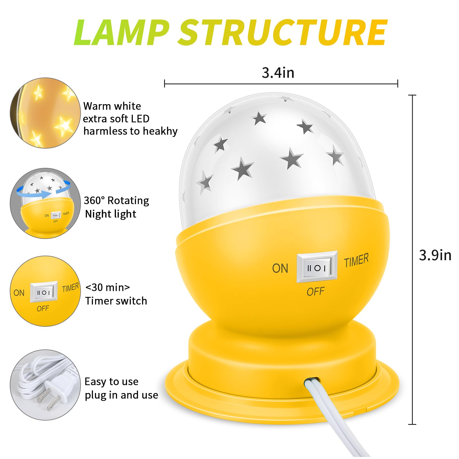 Toyunia star night light timer design for easy bedtime routines
