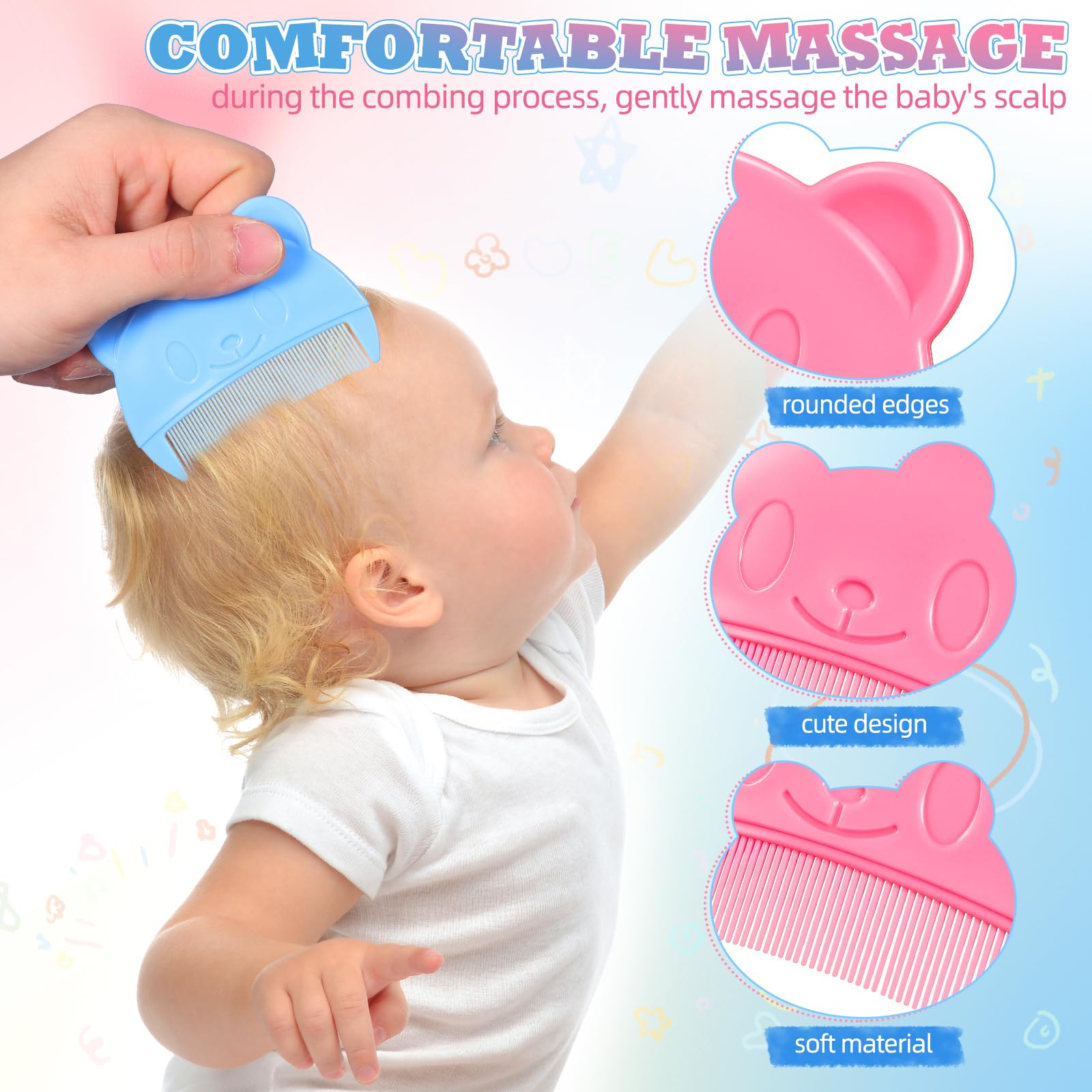 Toyvian baby combs close-up of fine teeth for delicate scalp