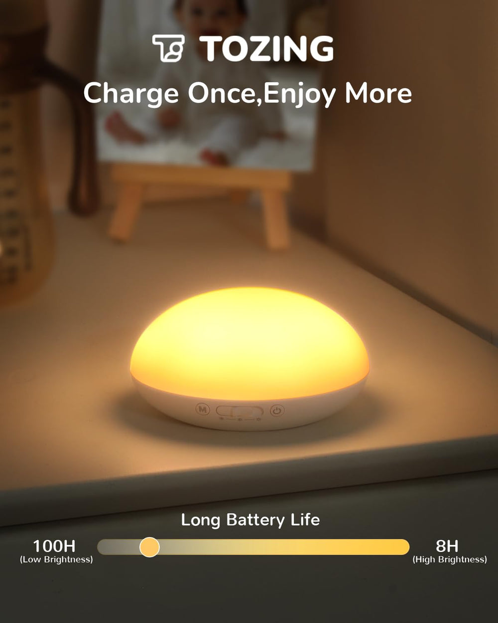 TOZING baby night light silicone loop attachment supports on the go use.