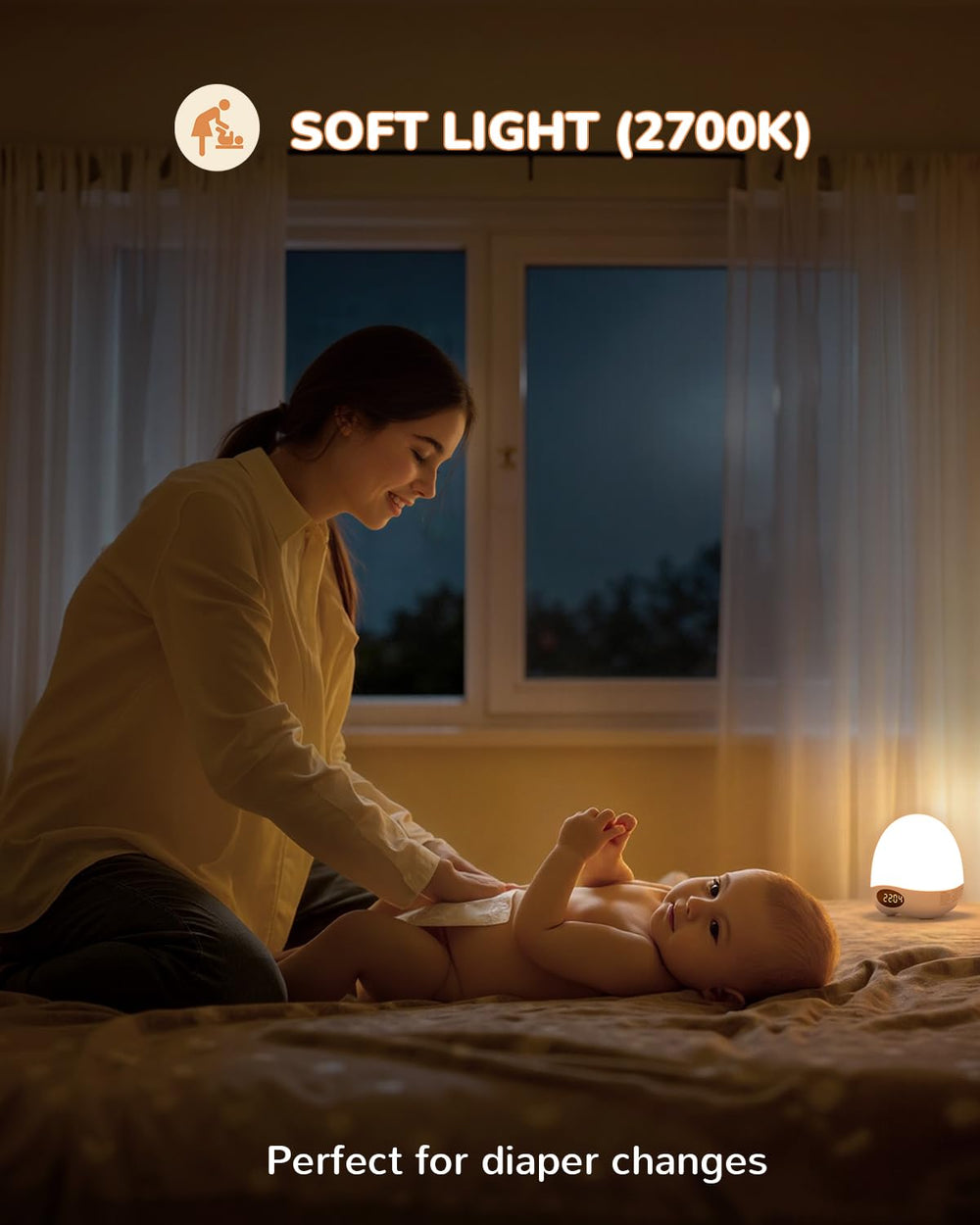 TOZING egg light built-in clock and timer helps time feeds without grabbing a phone