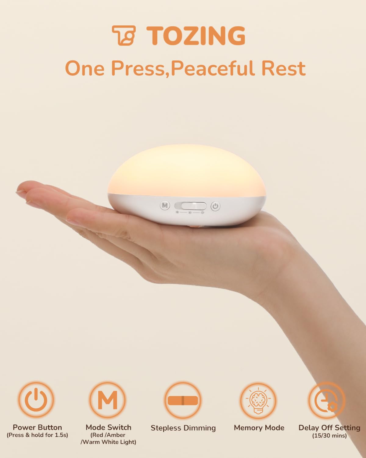 TOZING night light easy clean surface keeps parents worry free after messy moments.