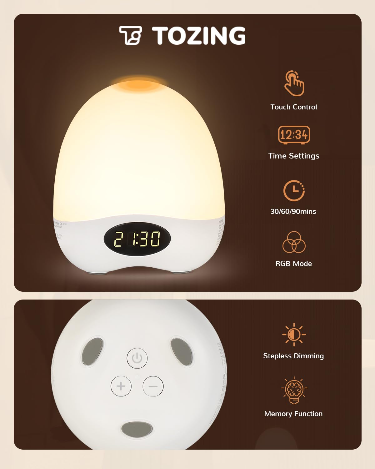 TOZING portable night light supports breastfeeding with gentle illumination for bedtime routines
