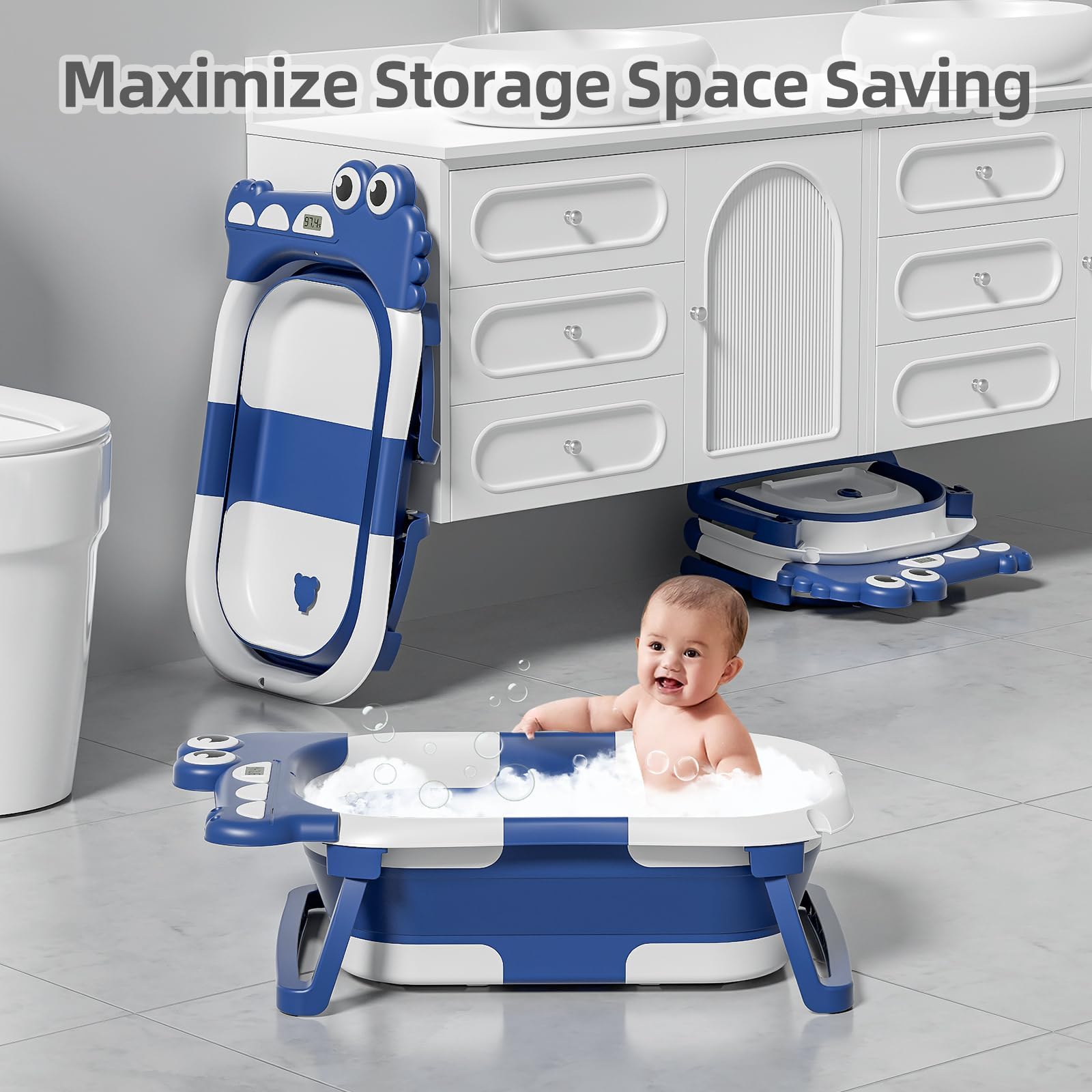 TPN baby bath cushion attachment showing shock-absorbent comfort and stability
