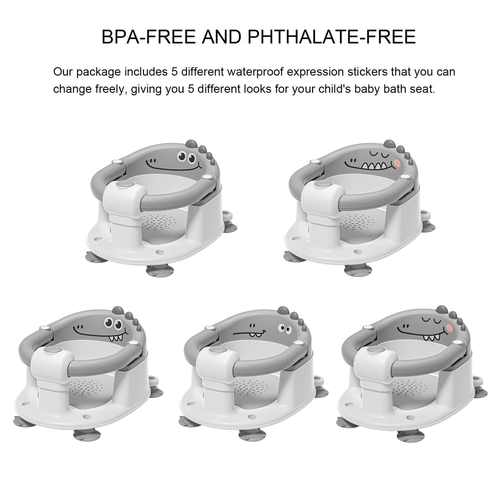 TPN baby bath seat gray back view showing ergonomic support.