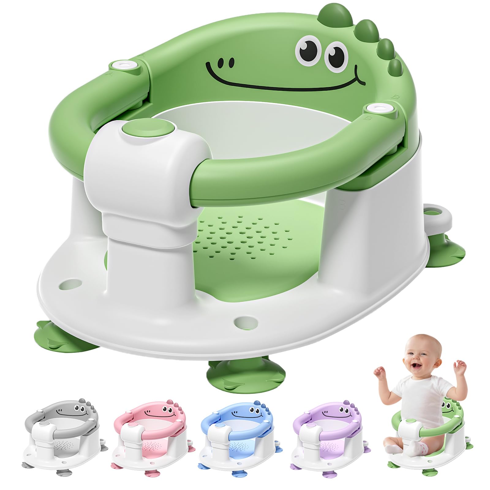 TPN Baby Bath Seat green front view shows compact, easy-to-position bath helper.