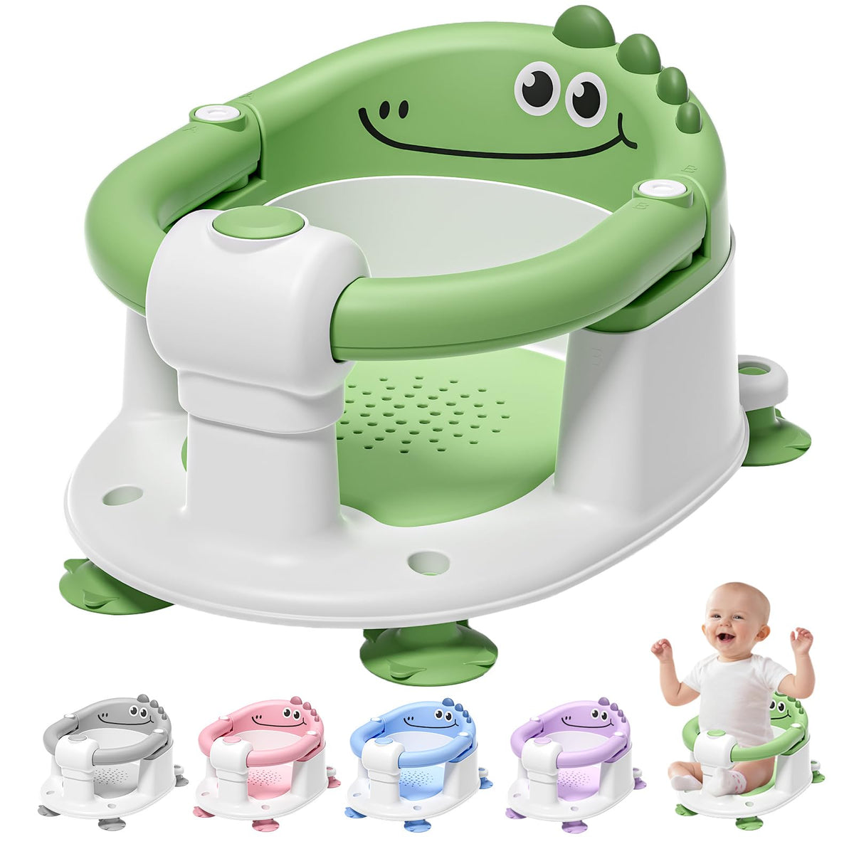 TPN Baby Bath Seat green front view shows compact, easy-to-position bath helper.