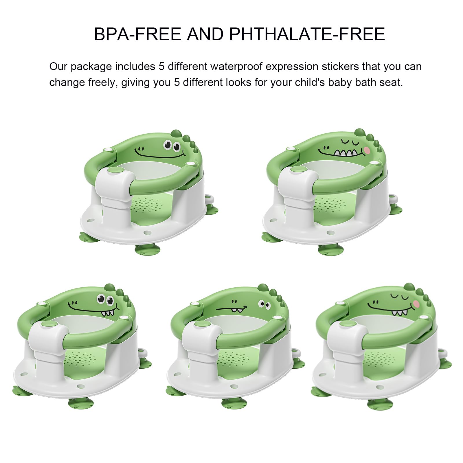 TPN Baby Bath Seat green side view highlights ergonomic backrest and stability during baths.