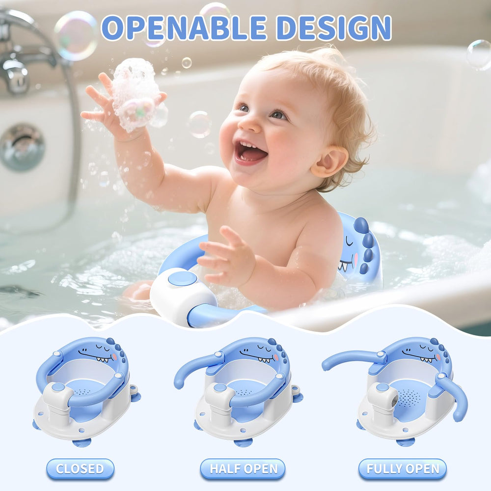 TPN Baby Bath Seat green suction cups ensure stability on smooth bathtubs.
