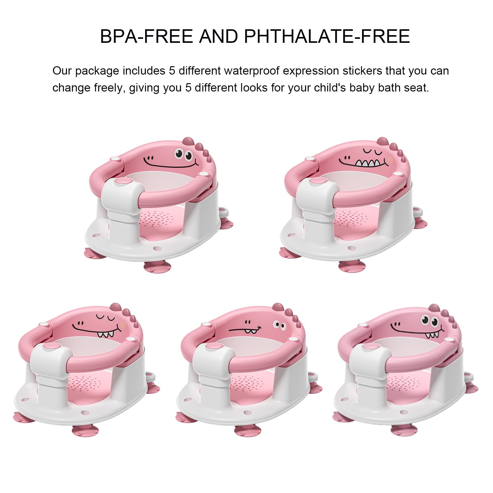 TPN baby bath seat pink front view highlights ergonomic backrest for comfortable baby support.