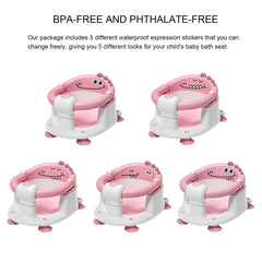 TPN baby bath seat pink front view highlights ergonomic backrest for comfortable baby support.