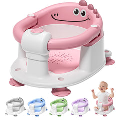 TPN baby bath seat pink side view demonstrates non-slip stability for safe bath time.