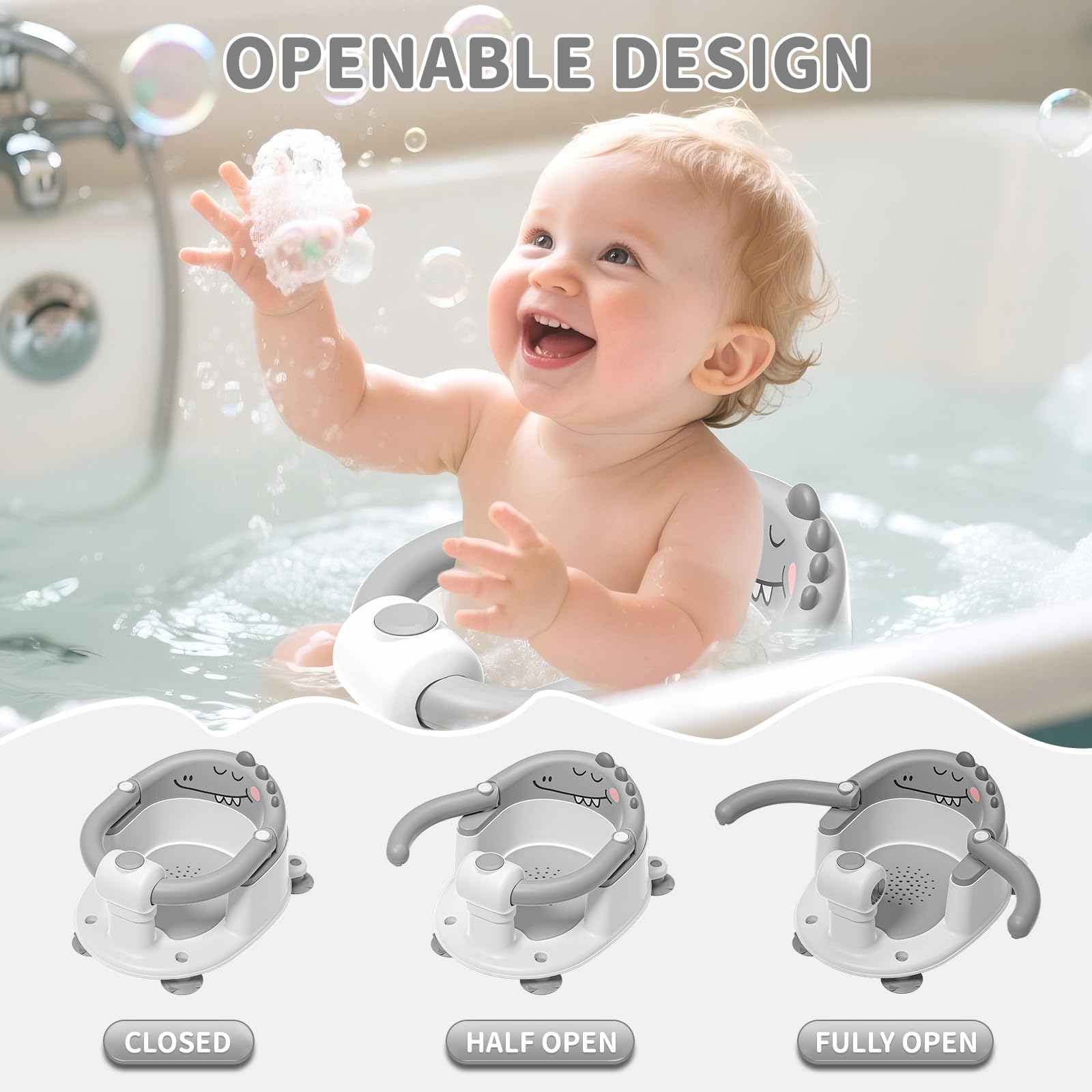TPN baby bath seat portable open design for easy in and out during bath.
