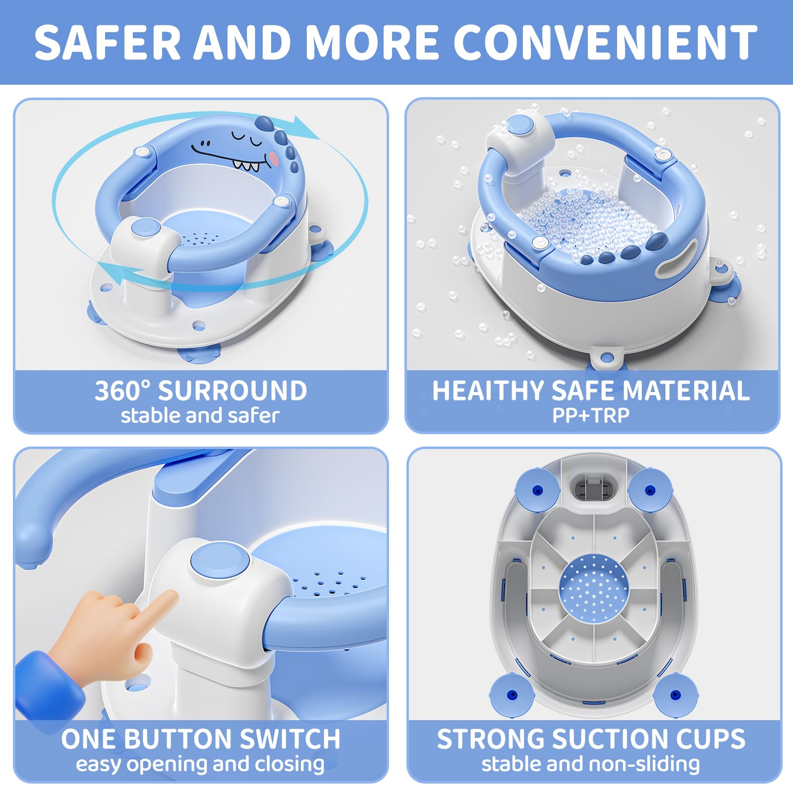 TPN Baby Bath Seat purple folding design supports quick open and close.