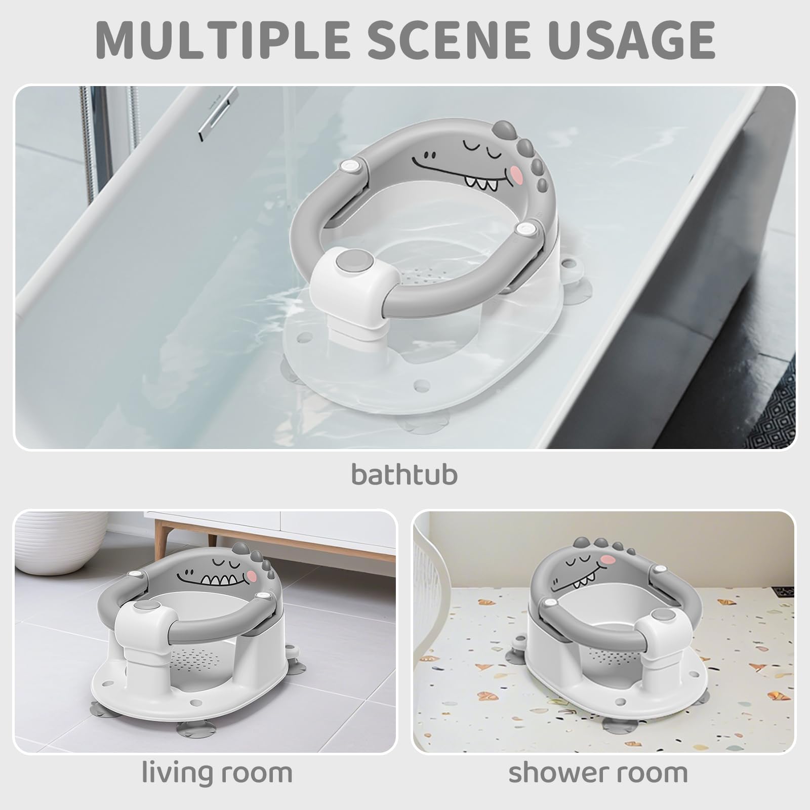 TPN bath seat non-slip suction cups grip smooth tub surfaces for safety.