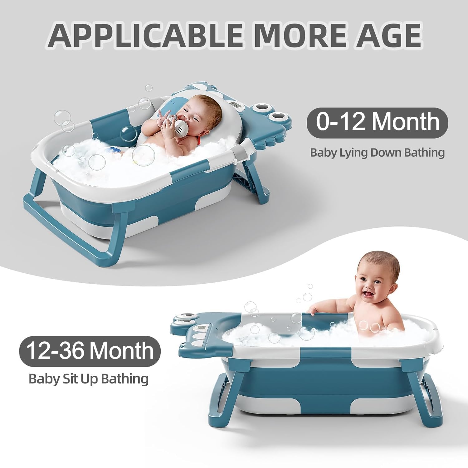 TPN collapsible baby bathtub cushioned bath area provides comfy support