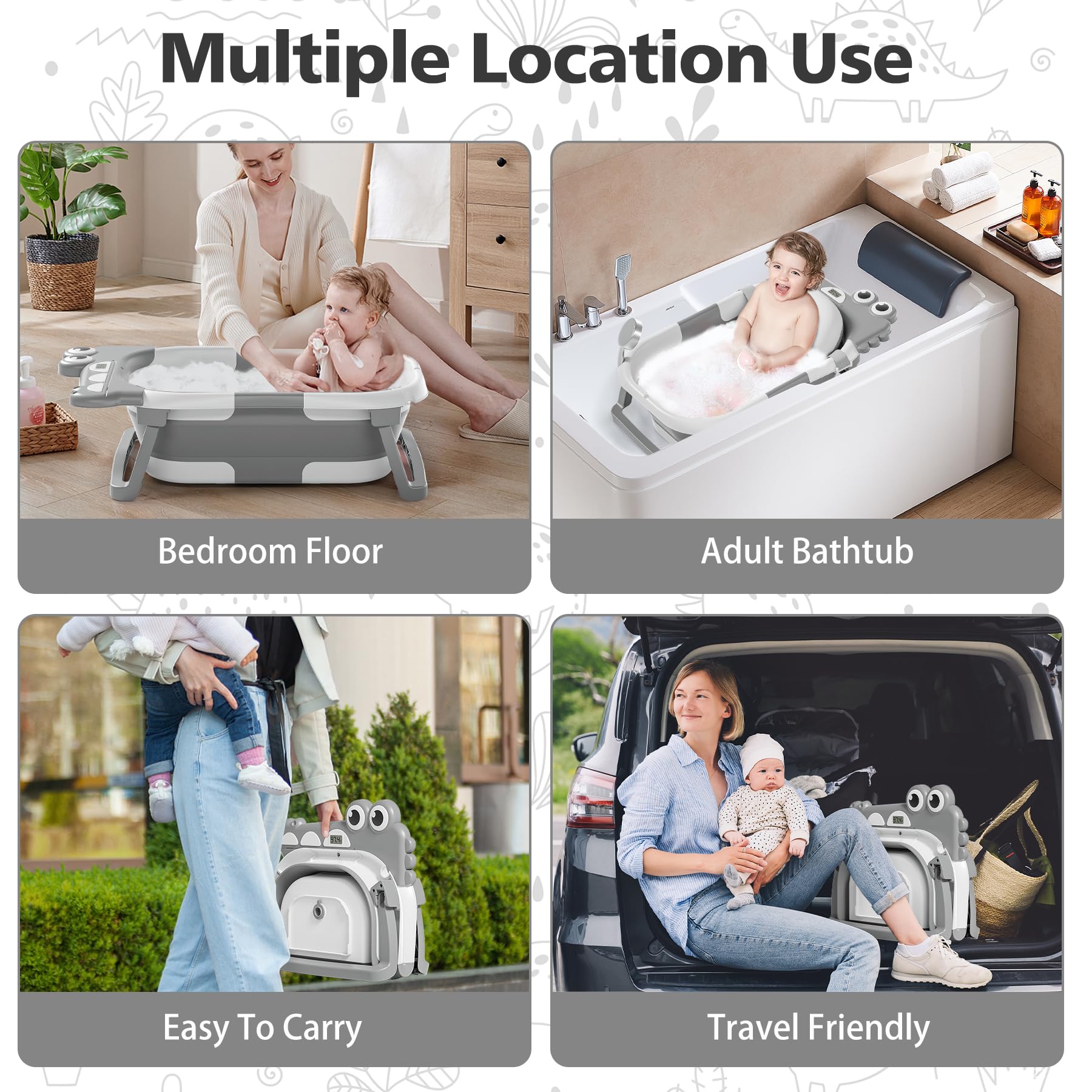 TPN collapsible baby bathtub drain system enables quick, tidy cleanup