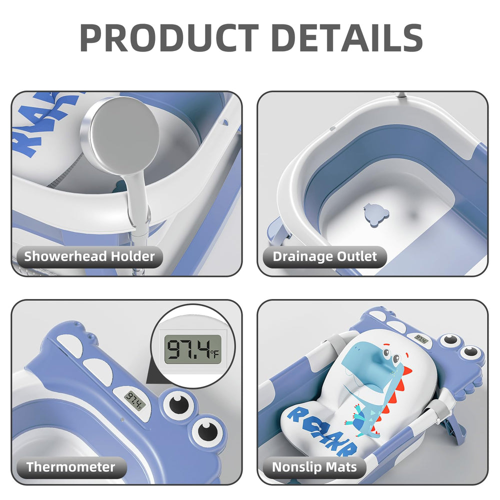 TPN collapsible baby bathtub easy-drain plug enables quick, mess-free water release.