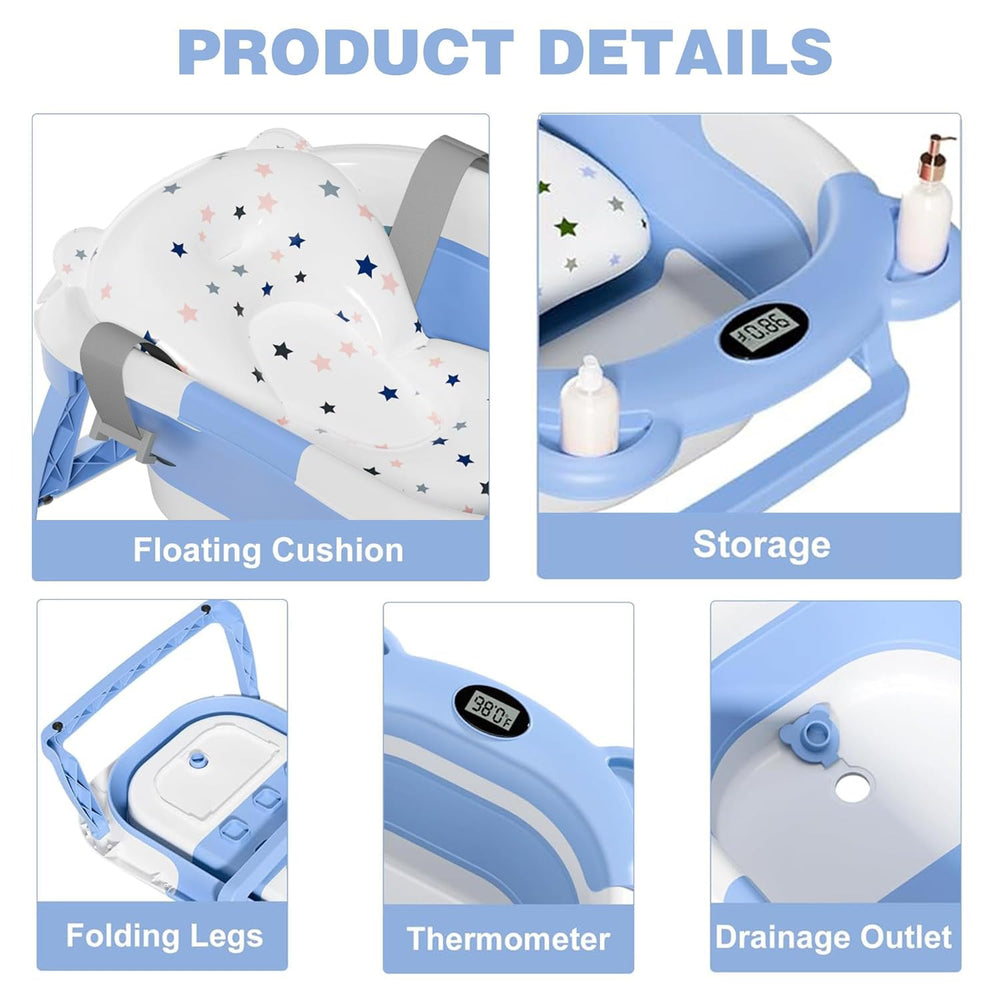 TPN collapsible baby bathtub easy-drain plug simplifies quick drainage
